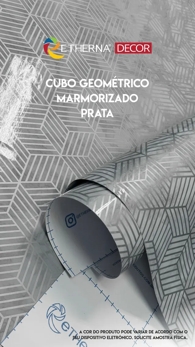 Cubo Geométrico Marmorizado Prata