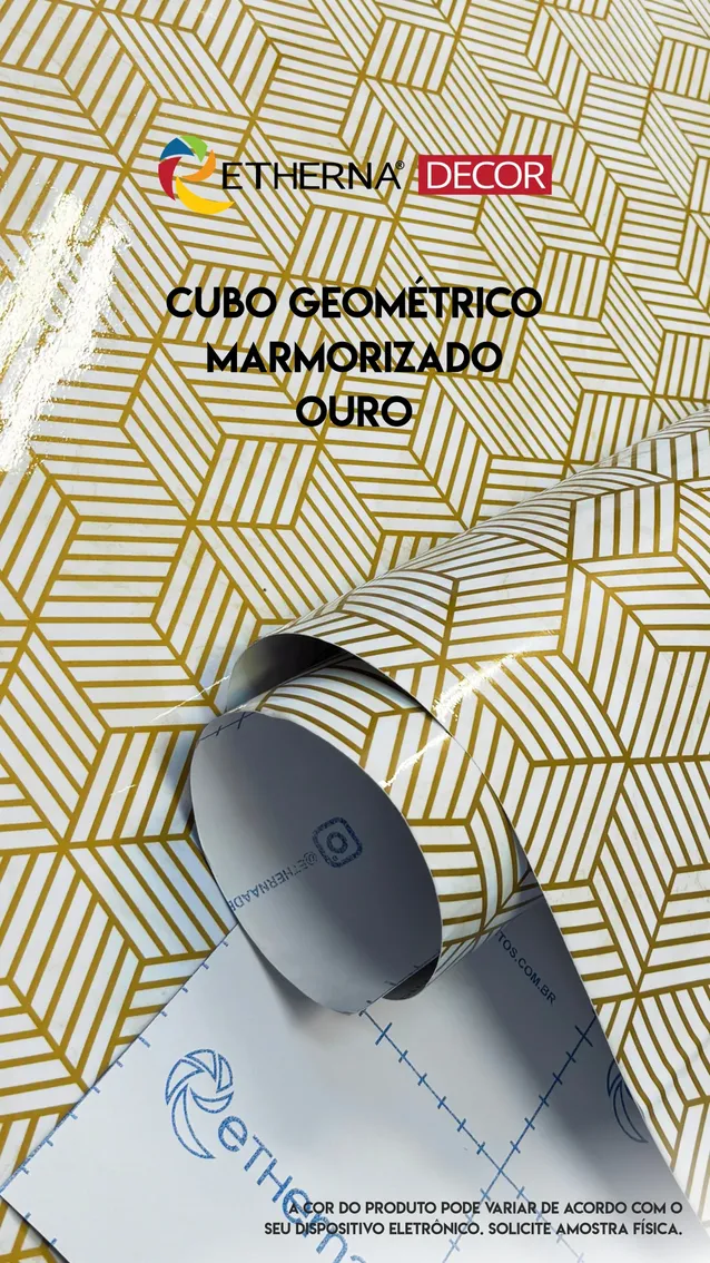 Cubo Geométrico Marmorizado Ouro